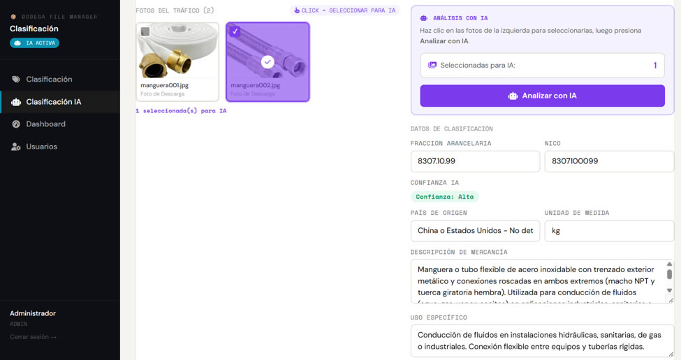 Clasificación de Mercancías con IA