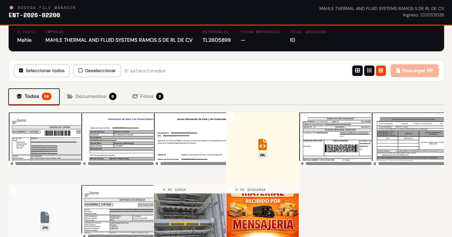 Sistema para Control de Entradas a Bodega